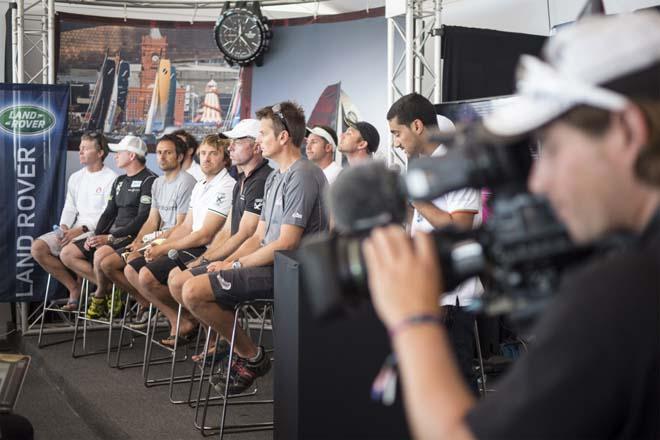 Team skippers at press conference on Day 1 - 2014 Extreme Sailing Series Act 2, Day 1 © Lloyd Images